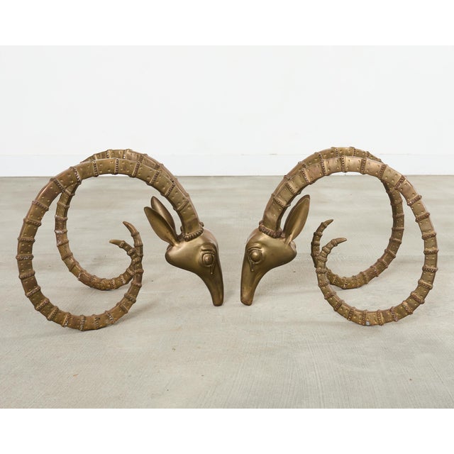 Brass Ibex Rams Head Cocktail Table After Alain Chervet For Sale - Image 16 of 17