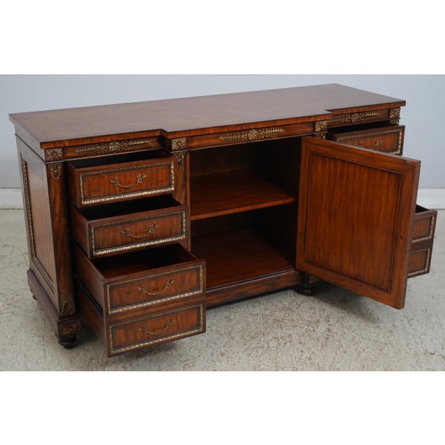 Neoclassical Maitland Smith Neoclassical Mahogany Credenza For Sale - Image 3 of 17