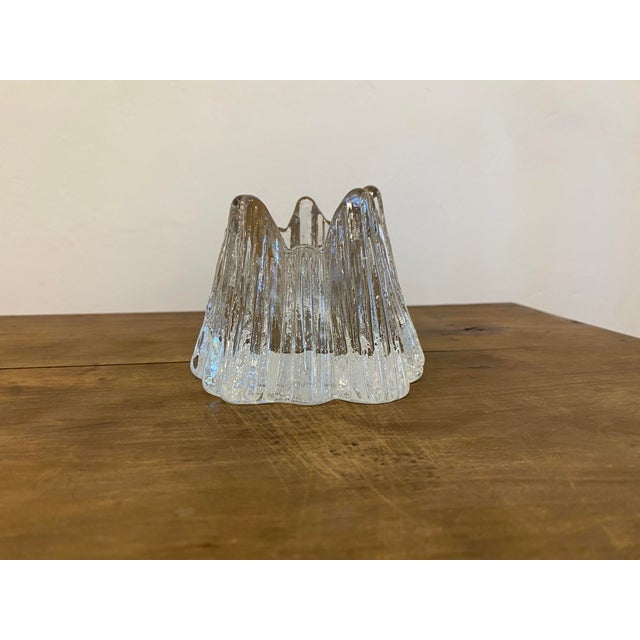 Vintage Volcano Crystal Glass Votive Candleholder by Rune Strand for Nybro, Sweden, 1970s For Sale - Image 3 of 12