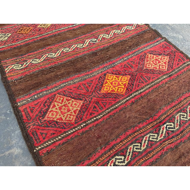 Afghan Vintage Flat Weave Kilim Runner For Sale - Image 4 of 7