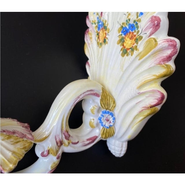 White Vintage Italian Ceramic Sconces, 1960s, Set of 2 For Sale - Image 8 of 11