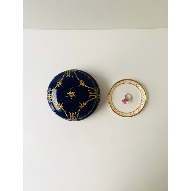 Mid 20th Century Porcelain Jewelry Box, Blue and Gold, Mid-20th Century, Europe For Sale - Image 5 of 11