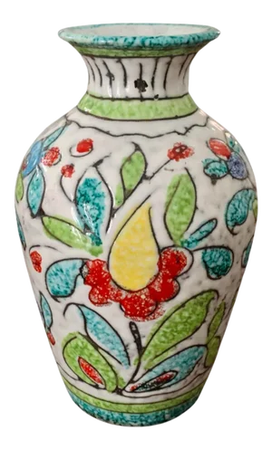 Mid Century Majolica Attributed to Fratelli Fanciullacci Sgraffito Italian Pottery Vase