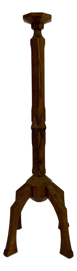 Floor-Standing Pricket Candleholder in Carved Oak, 1890s