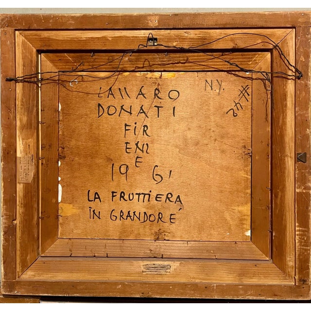 Red Lazzaro Donati, Italian Modernist Surrealist Bowl Of Fruit Still Life Oil Painting La Fruttiera, 1961 For Sale - Image 8 of 10