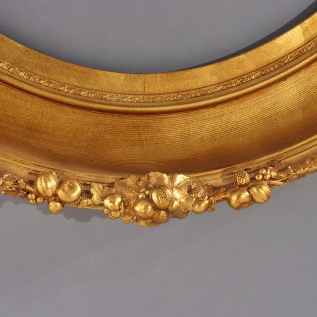 Victorian Oversized 46" Antique Victorian First Finish Gilt Wood Oval Frame C1890 For Sale - Image 3 of 8