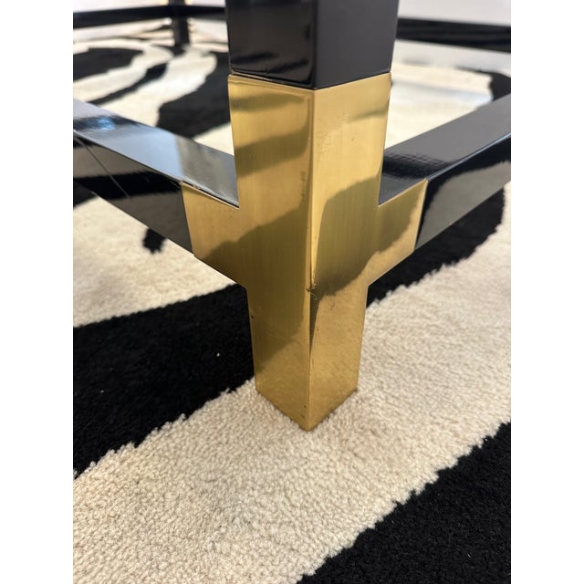 Black Theodore Alexander Faux Horn Brass and Glass Coffee Table For Sale - Image 8 of 10
