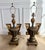 Impressive pair of vintage Italian hand-carved wood urn-form table lamps, sourced from Italy more than 30 years ago....