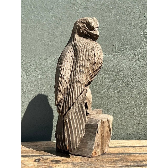 Vintage Hand Carved Eagle Statue For Sale - Image 4 of 12
