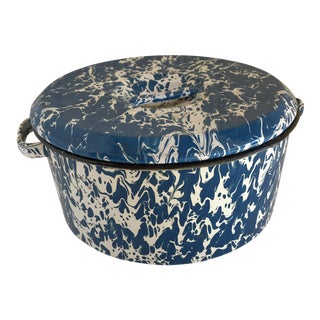 Splatter Ware Enamel Lidded Pot For Sale