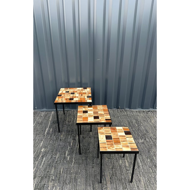 Metal Vintage Nesting Tables by Mado Jolain, 1960s, Set of 3 For Sale - Image 7 of 18
