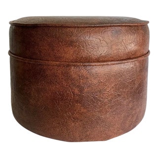 Mid-Century Modern Leatherette Pouf Ottoman For Sale