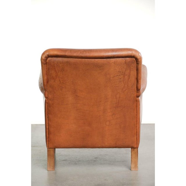 Vintage Sheepskin Armchair in Cognac For Sale - Image 4 of 14