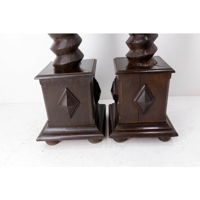 19th Century French Wine Press Screw Pedestals Plant Holders, Set of 2 For Sale - Image 6 of 11