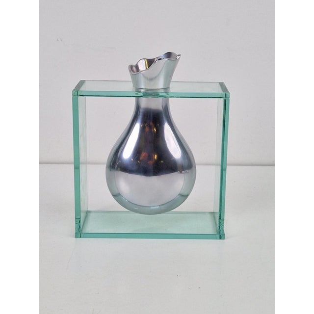 Art Vase in Aluminum and Glass attributed to Lisa Mori, Italy, 1980s, Set of 4 For Sale - Image 14 of 18
