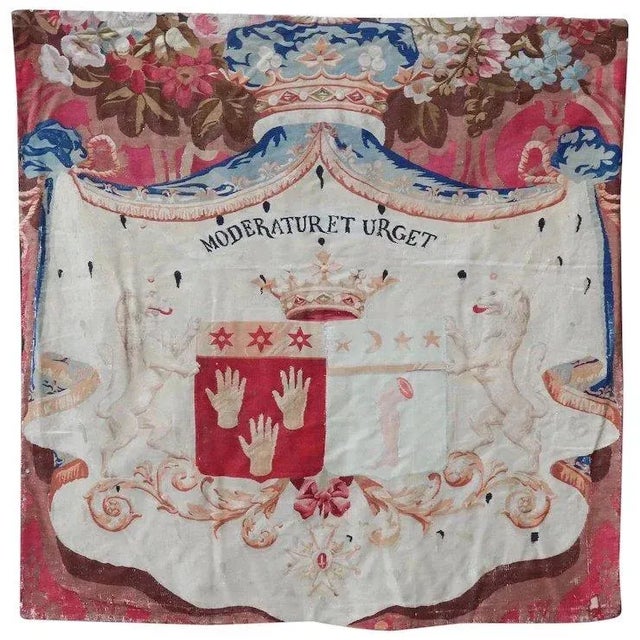 Mid 19th Century French Chatsworth House Marquis De Boissy Flat Weave Wool Armorial Tapestry Panel For Sale - Image 12 of 12
