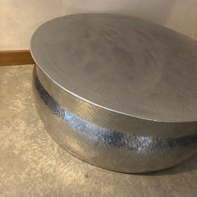 Hammered Metal Coffee Table For Sale - Image 4 of 6