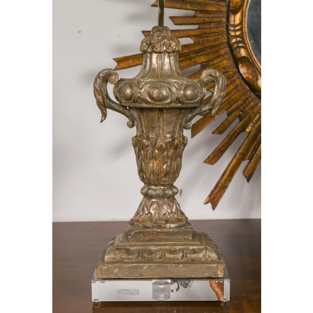 Wood 19th Century Italian Silver Leaf Fragments Made into Wired Table Lamps - a Pair For Sale - Image 7 of 9