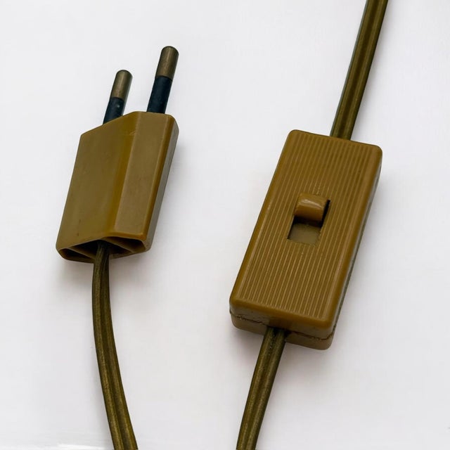 Beige Vintage Table Lamp with Swirl Glass Globe and Brass Base, 1970s For Sale - Image 8 of 11