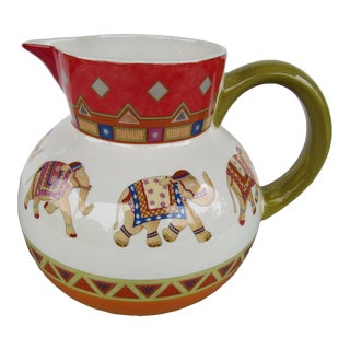 Late 20th Century Lord & Taylor Elephant Pitcher From Portugal For Sale