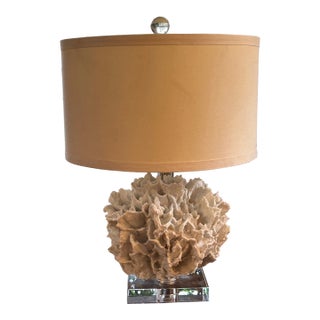 Contemporary Ribbon Coral and Lucite Coastal Palm Beach Table Lamp For Sale