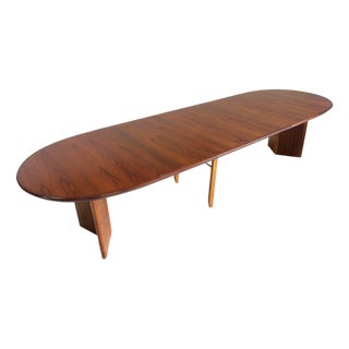 Large Oval Extendable Dining Table, 1960s For Sale