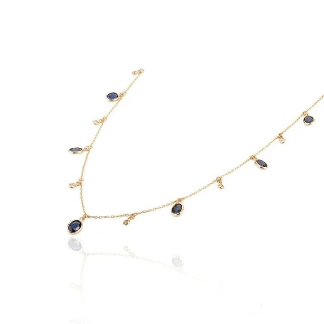Art Deco Style Sapphire Station Necklace For Sale - Image 4 of 7
