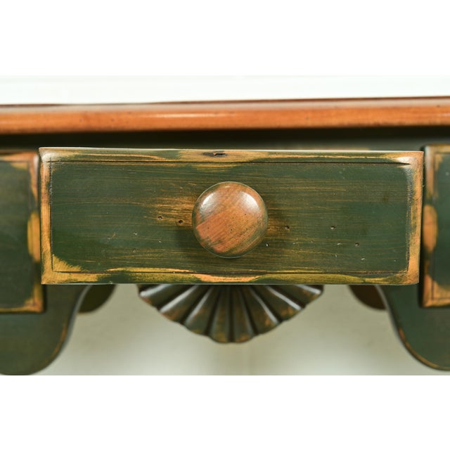 Wood French Country Green Painted Maple Console Table or Entry Table by Virginia House For Sale - Image 7 of 12