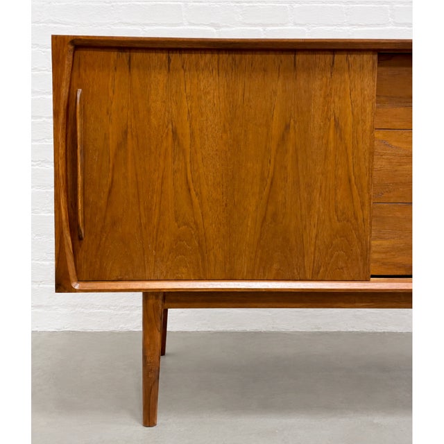 Classic + Long Mid Century Modern Styled Danish Credenza | Teak Media Stand | Handmade Sideboard For Sale - Image 9 of 14