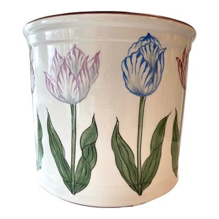Hand Painted Tiffany Italian Cachepot For Sale