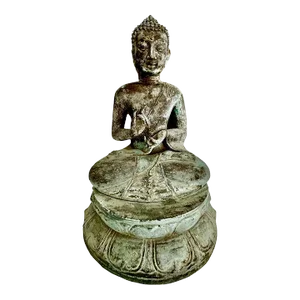 Asian Burmese Gandhara Style Patinated Bronze Seated Buddha