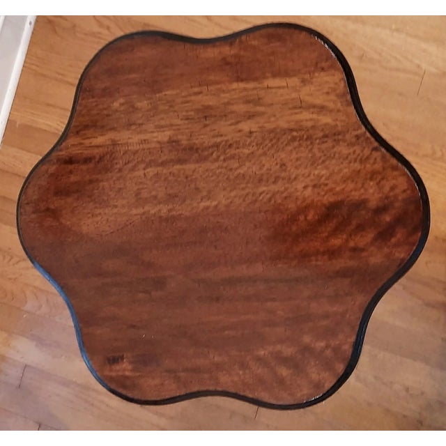 Brown Scallop Mahogany Tilt Top Side Table Antique For Sale - Image 8 of 12