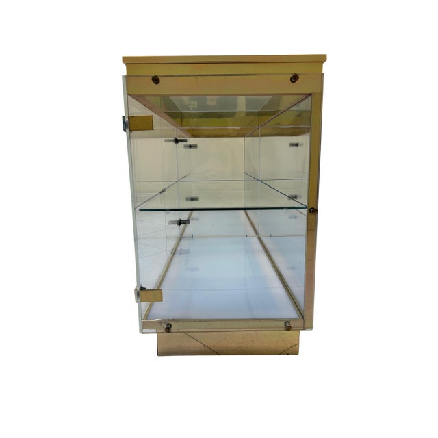 Hollywood Regency 1970s Hollywood Regency Mid Century Brass and Glass Credenza For Sale - Image 3 of 7