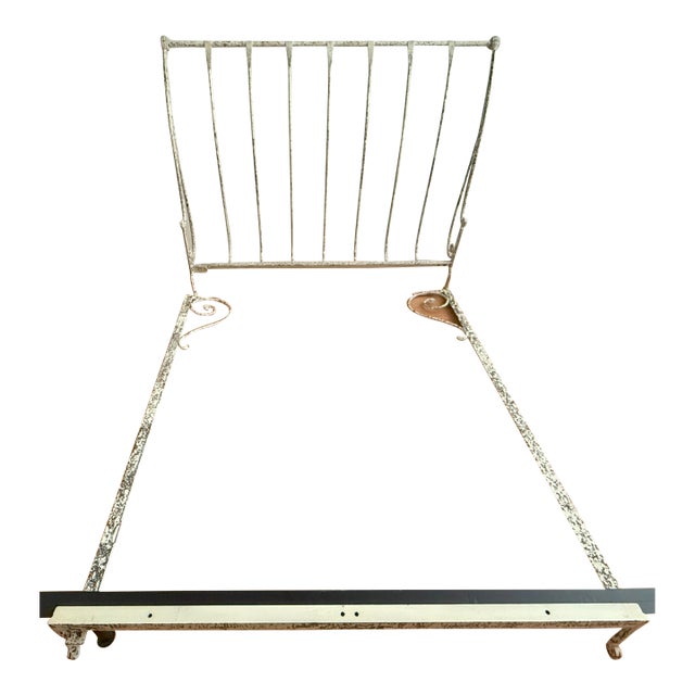Iron Paris Sleigh Bed Antique White For Sale