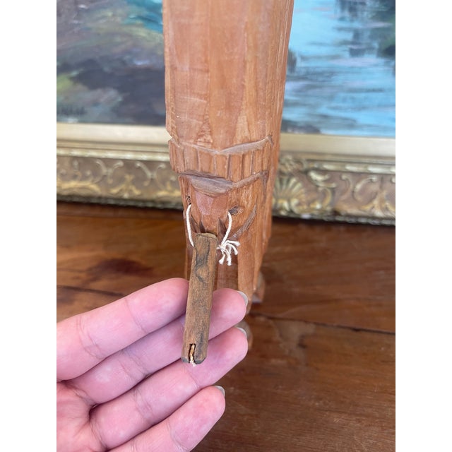 Hand-Carved Vintage Folk Art Wood Figure of Bearded Man With Hat and Carrying a Carved Object. For Sale In Seattle - Image 6 of 9