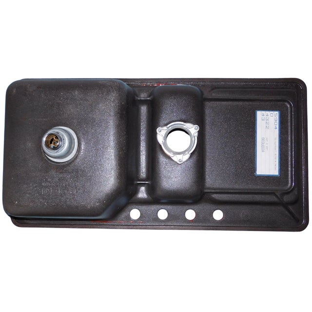 1983 Vintage Kohler Epicurean Sequoia (Red) 4-Hole Acid Resistant Porcelain & Cast Iron 2 Basin Drainboard Kitchen Sink For Sale - Image 12 of 16