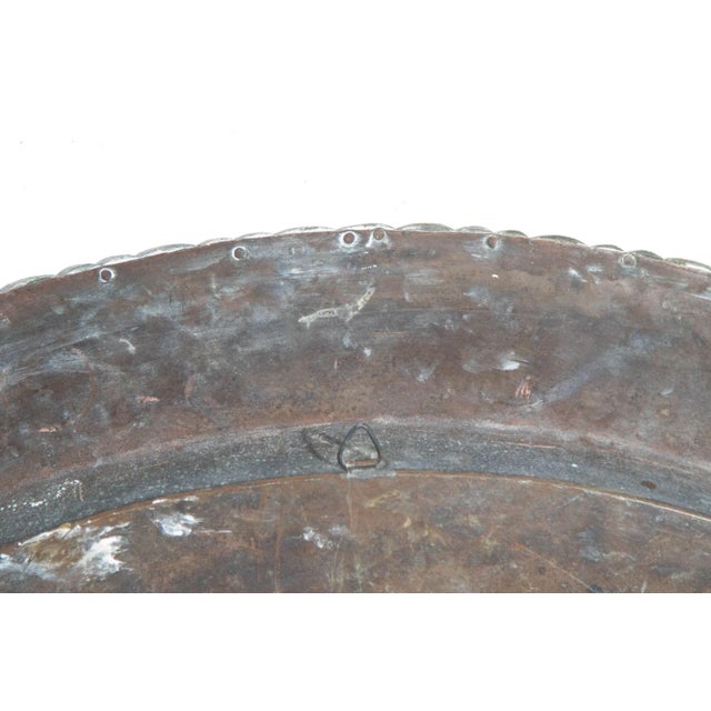 1950s Hanging Metal Brass Tray Mid Century Modern Chinoiserie Wall Decor 35 in D For Sale In Palm Springs - Image 6 of 12