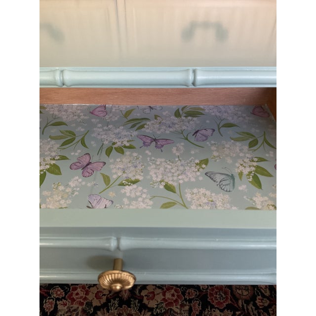 Restored and lacquered in high gloss, “Stratton Blue” HC142 from Benjamin Moore historical color collections. Other custom...