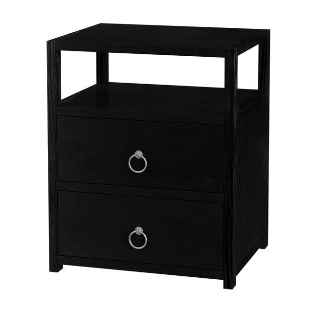 Black Lark 21 in. W Wood 2 Drawer Nightstand with Open Storage Shelf, Washed Black For Sale - Image 8 of 8