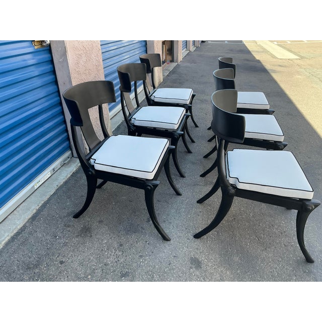 Metal Modern Mid-Century Style Klismos Patio Dining Chairs -6 For Sale - Image 7 of 13