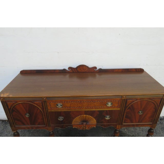 Brown J B Van Sciver Early 1900s Carved Long Sideboard Buffet Credenza Bathroom Vanity For Sale - Image 8 of 12