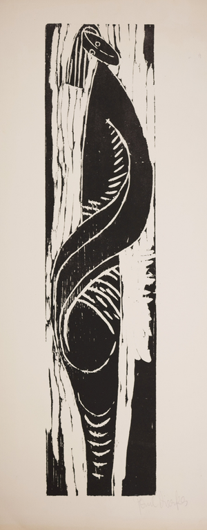 Paul Dierkes, Sculptural Female Figure, 1955, Woodcut on Paper