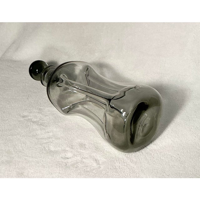 Mid 20th Century Holmegaard "Kluk Kluk " Decanter Smoked Gray Glass Jacob Bang, Denmark 1960s For Sale - Image 5 of 12