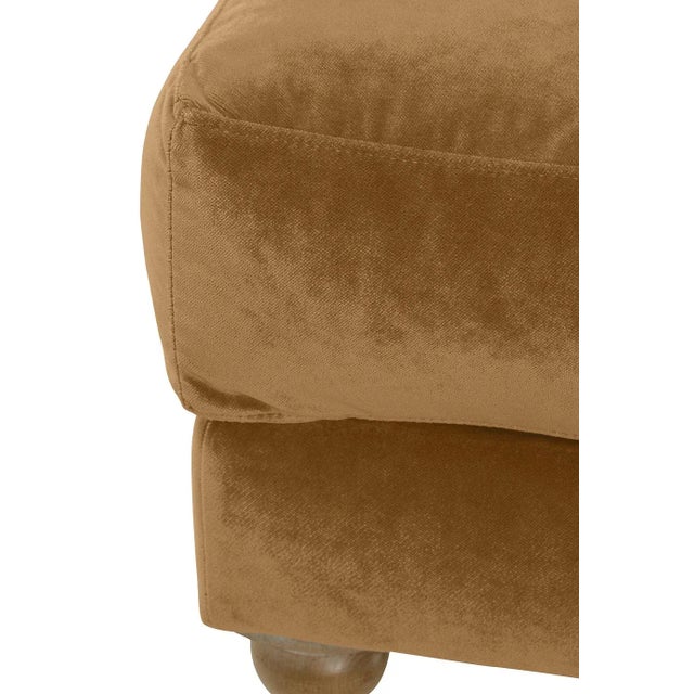 Greta Ottoman, Camel Velvet For Sale - Image 6 of 8