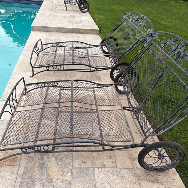 Mid-Century Modern 1970s Style Wrought Iron Salterini Double Chase, 2 Pieces For Sale - Image 3 of 12
