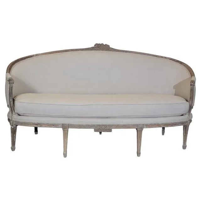 Cream 19th Century Vintage Louis XVI Sofa Bench For Sale - Image 8 of 8