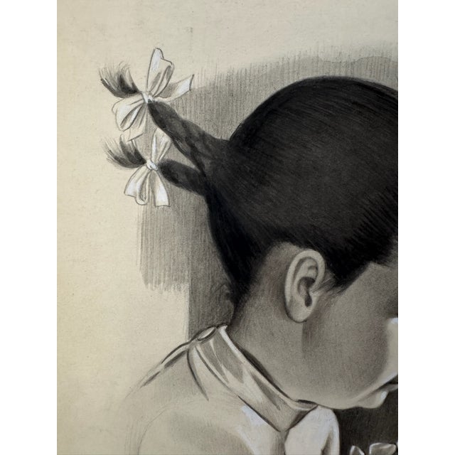 Original graphite pencil drawing by American artist and illustrator Theodore E. Schrock (1879–1952), depicting a young...