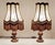 Wood Vintage Brown Beech Table Lamps with Handmade Fabric Shades from HLI, 1980s, Set of 2 For Sale - Image 7 of 7