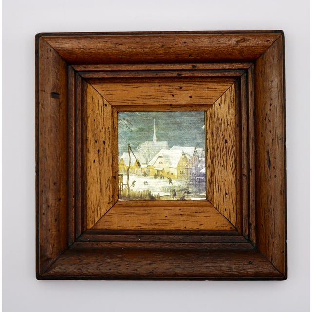 1960s Mid-Century Italian Framed Miniature Silk Prints After Pieter Bruegel - A Pair For Sale - Image 5 of 11