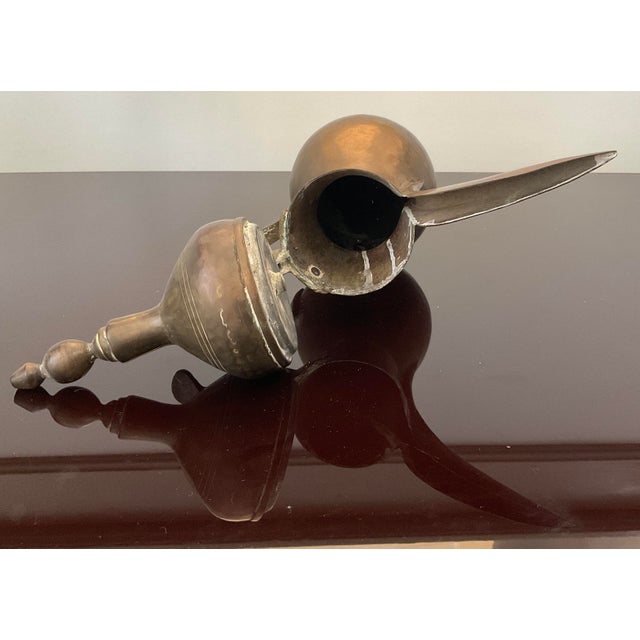 Metal Antique Arabic Dallah Brass Coffee Pot For Sale - Image 7 of 10